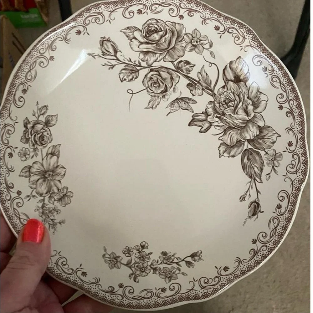 Elegant Floral Dinnerware Set of 3 pieces Pioneer Woman Agatha Brown